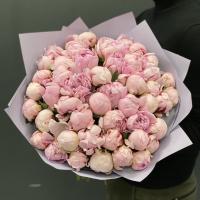 Букет из 51 розового пиона